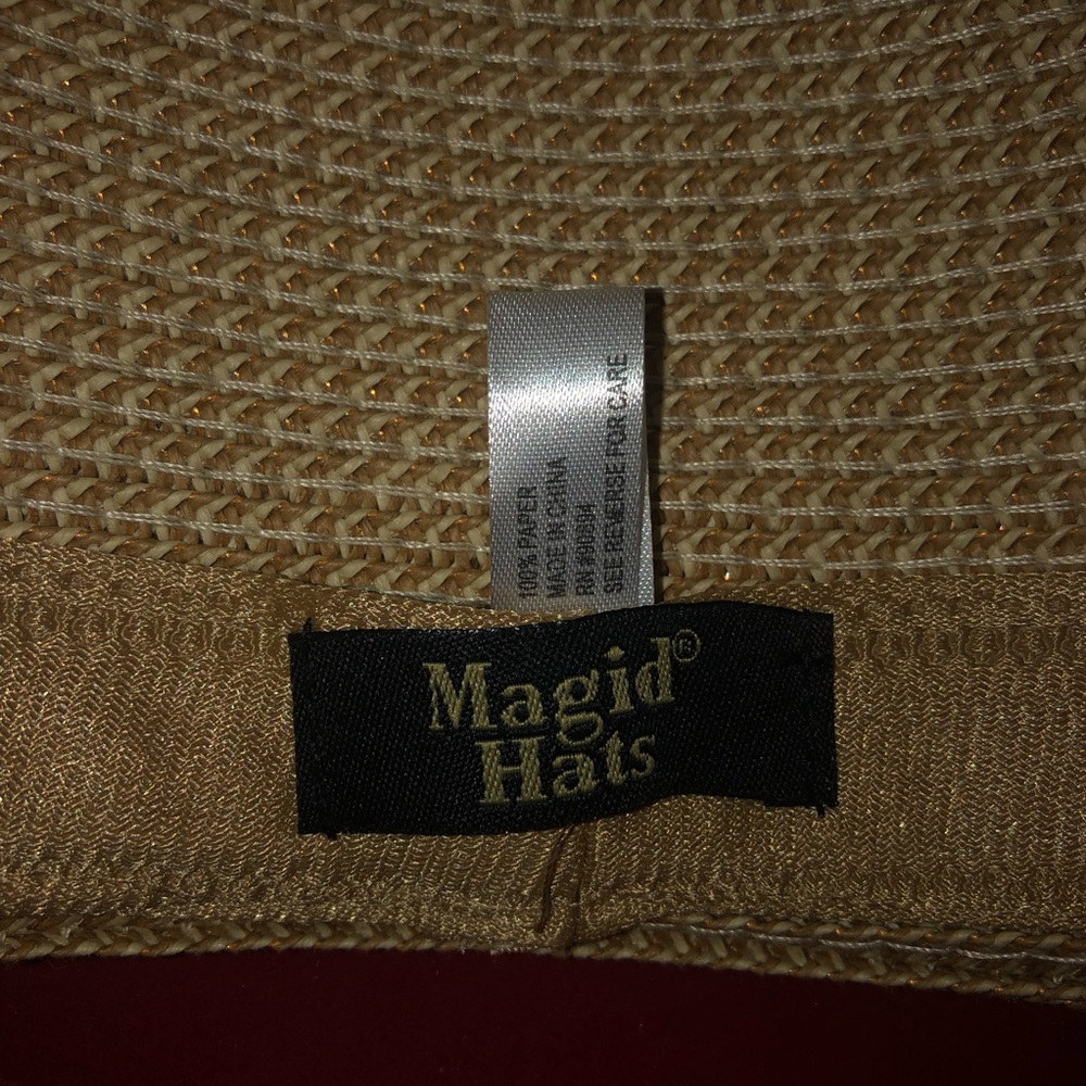Magid Hats Womens Wide Brim Floppy Sun Hat 100% Paper Beige Two Tone With Bow - Picture 7 of 7